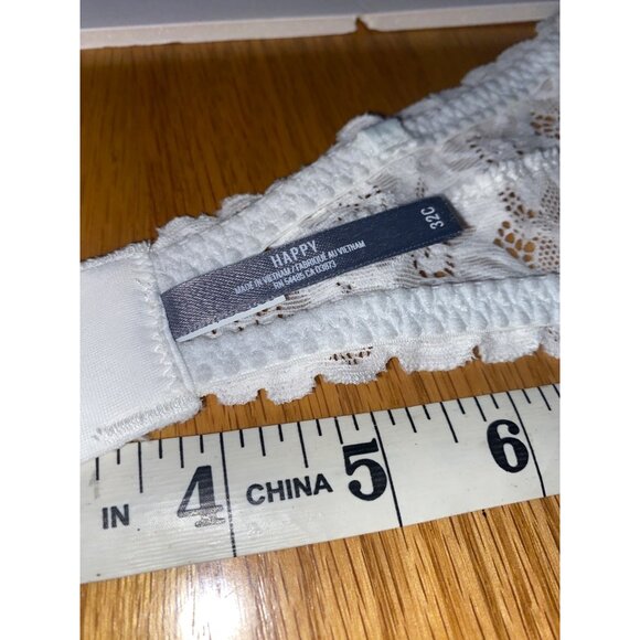 Aerie White Lace Strapless Bandeau Bra 32C Floral Pattern & Hook Closures NWOT - Picture 5 of 10